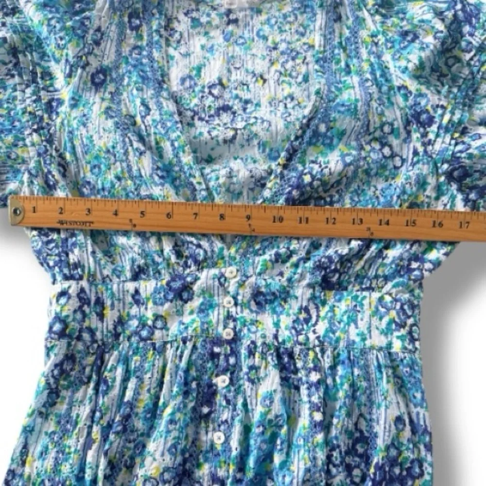Poupette St Barth Reine Midi Dress in Blue Aquarelle Size Medium